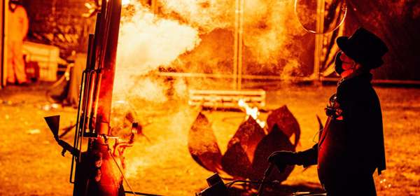 A pyrotechnic art installation 