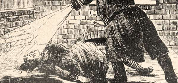  A Victorian type poster depicting a murder scene