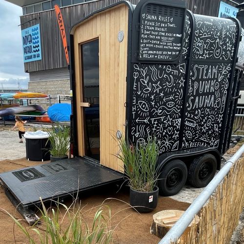 Sauna created from an old horsebox located on Dover seafront